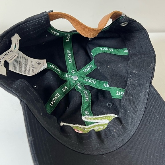 Lacoste Black Cap with Large Crocodile Logo Front Embrodiered Leather Band Hat - Picture 7 of 8